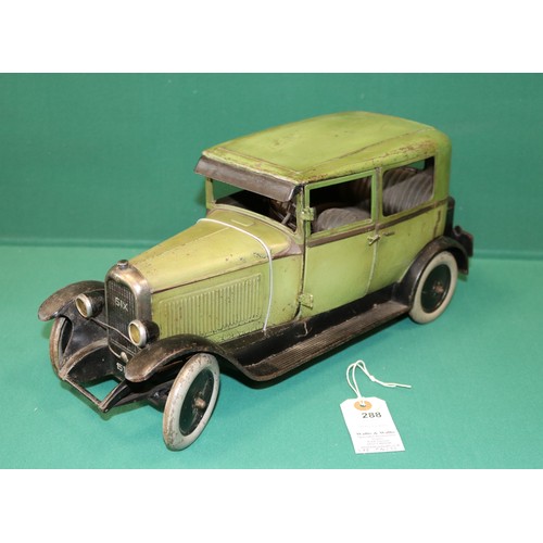 288 - Andre Citroen 1930s C6 Limousine tin-plate Clockwork car. 40cm in length. These toys were produced b... 