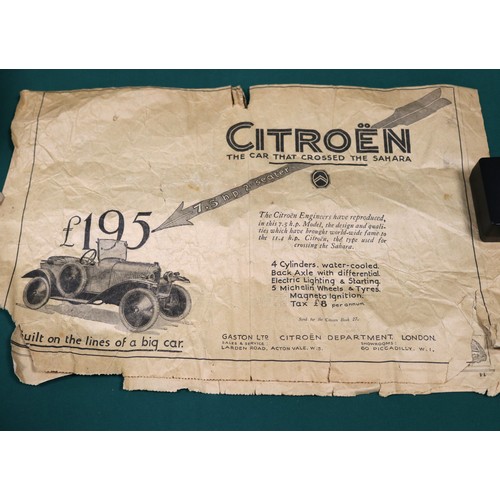 291 - A rare original empty box for an Andre Citroen Jouet Mechanique No.79 Coupe Citroen  B.14, Green. Co... 