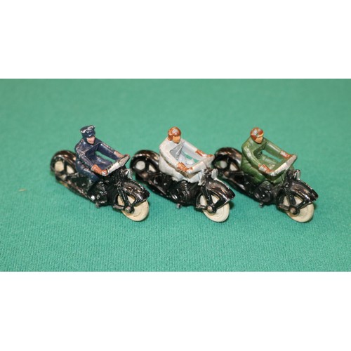 300 - 3 Dinky Toys Motorcyclists. 2x 37a Civilian, rider in dark green and rider in grey. Plus a Police ex... 