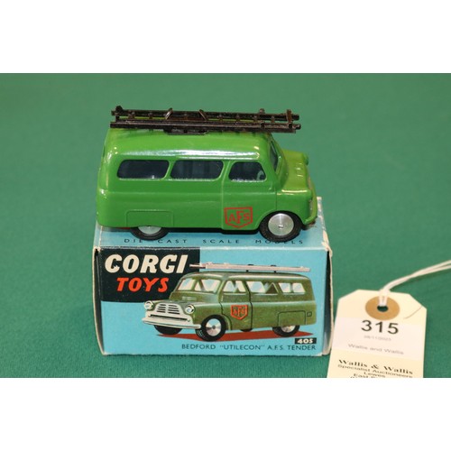 315 - Corgi Toys Bedford 'Utilecon' A.F.S. Tender (405). In dark green with AFS in red to doors, black two... 