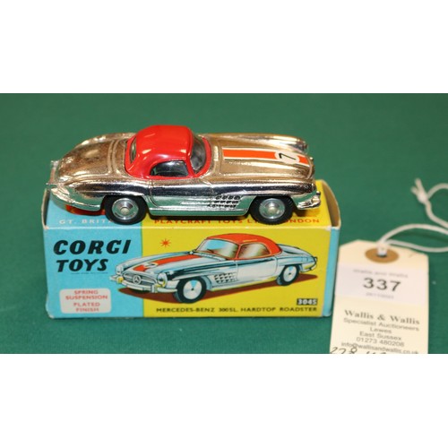 337 - Corgi Toys Mercedes-Benz 300SL Hardtop Roadster (304S). Vacuum silver plated example in silver with ... 