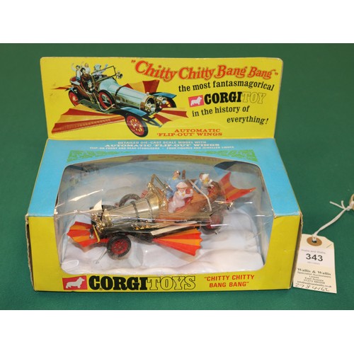 343 - Corgi Toys Chitty Chitty Bang Bang (266). 1967 issue with original figures and both front and rear w... 