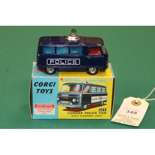 348 - Corgi Toys Commer POLICE Van with Flashing Light (464). A harder to find example in dark blue with r... 