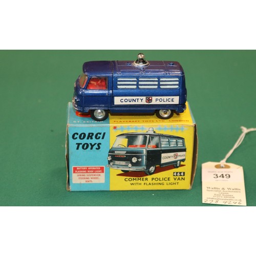 349 - Corgi Toys Commer POLICE Van with Flashing Light (464). An example in metallic blue with red interio... 