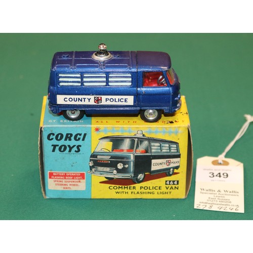 349 - Corgi Toys Commer POLICE Van with Flashing Light (464). An example in metallic blue with red interio... 