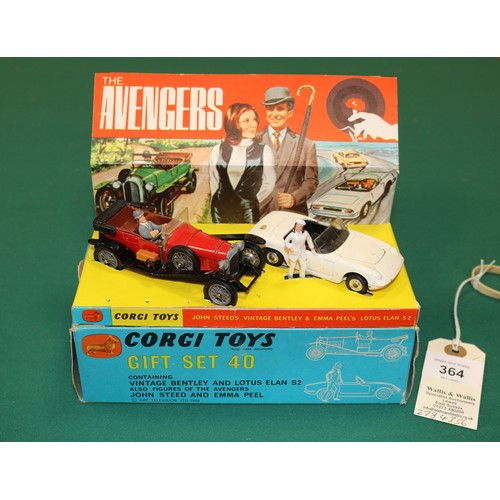 364 - Corgi Toys The Avengers Gift Set No.40. Comprising John Steeds Vintage Bentley & Emma Peel's Lotus E... 