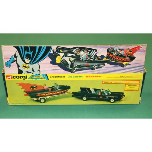 408 - Corgi Whizzwheels Set 3 Batmobile and Batboat. 1st type Whizzwheels with the thinner plastic wheels,... 