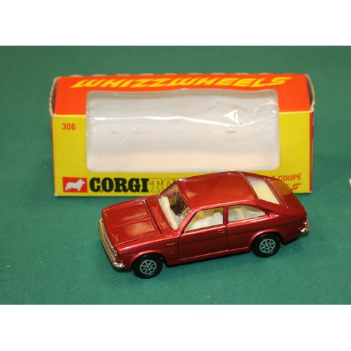 409 - Corgi Whizzwheels Morris Marina 1.8 Coupe (306). An example in metallic cerise with cream interior. ... 