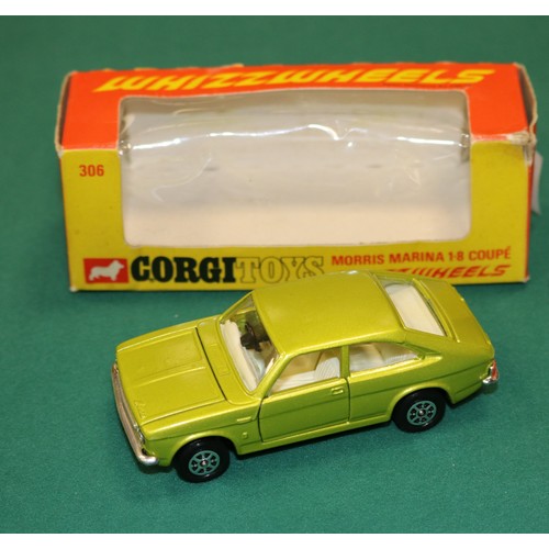 410 - Corgi Whizzwheels Morris Marina 1.8 Coupe (306). An example in metallic lime green with cream interi... 