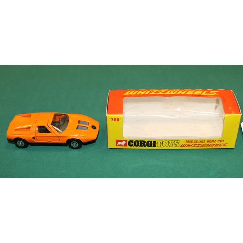 413 - Corgi Toys Whizzwheels Mercedes-Benz CIII (388). In orange with black interior and baseplate. Boxed,... 