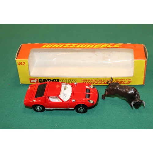 414 - Corgi Toys Whizzwheels Lamborghini P400 (342). A 2nd type Whizzwheels example in red with white inte... 