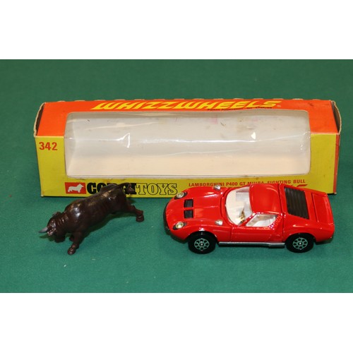 414 - Corgi Toys Whizzwheels Lamborghini P400 (342). A 2nd type Whizzwheels example in red with white inte... 