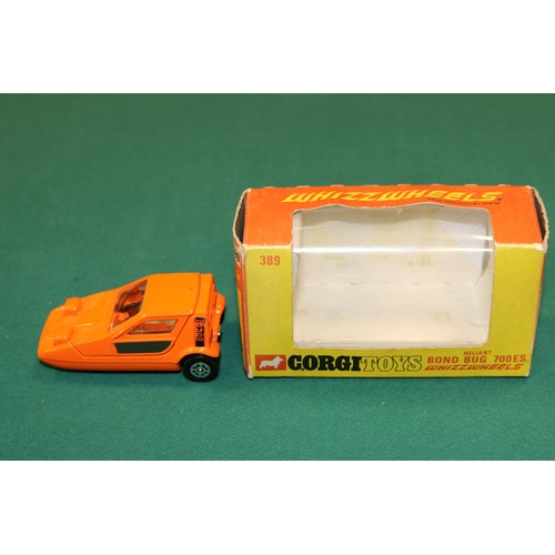 417 - Corgi Whizzwheels Reliant Bond Bug 700ES (389). An example in orange with black door panels and crea... 