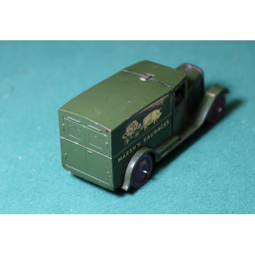 307 - Dinky Toys Delivery Van 'MARSH'S SAUSAGES' (28k). In dark green with MARSH'S SAUSAGES and pig logo i... 