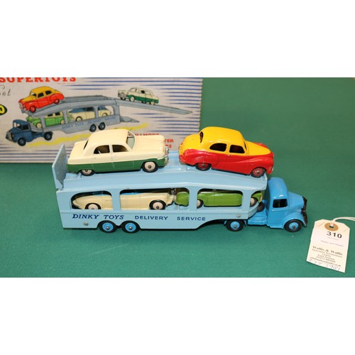 310 - A Scarce Dinky Supertoys Gift Set 990, Pullmore Car Transporter with Four Cars. Comprising Bedford P... 