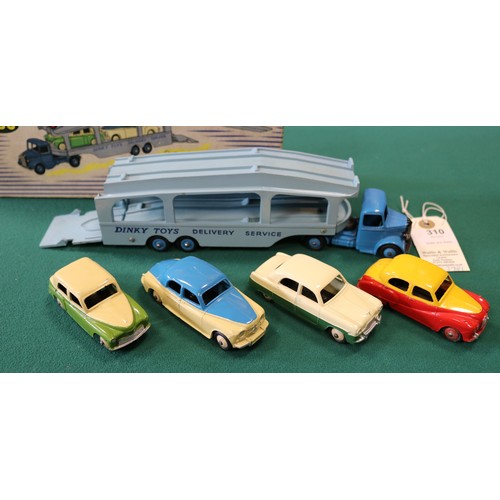 310 - A Scarce Dinky Supertoys Gift Set 990, Pullmore Car Transporter with Four Cars. Comprising Bedford P... 