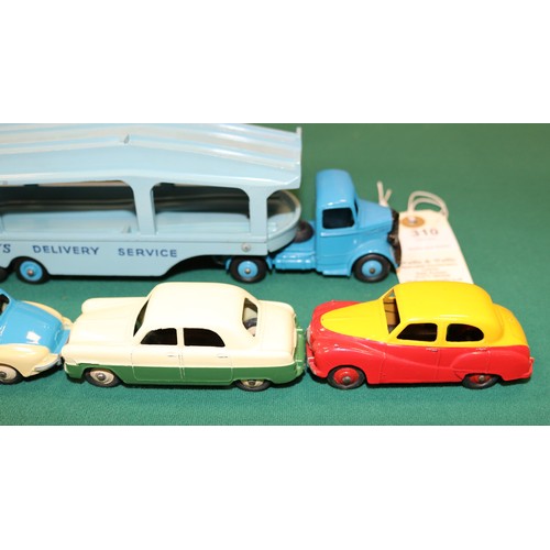 310 - A Scarce Dinky Supertoys Gift Set 990, Pullmore Car Transporter with Four Cars. Comprising Bedford P... 