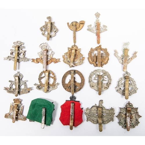 168 - 18 different Infantry cap badges, including SWB, KRRC, Loyal Regt, Leicestershire, and North and Sou... 