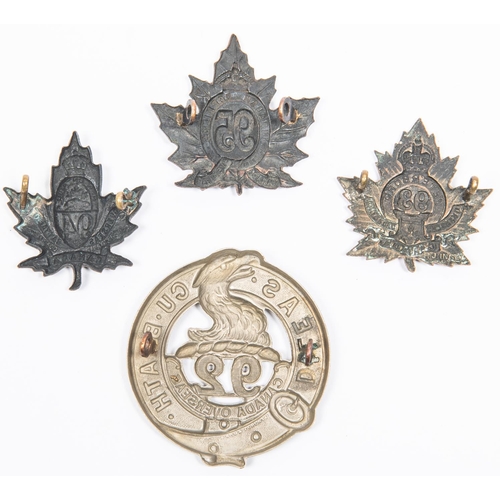 179 - 4 WWI CEF Infantry cap badges: 92nd full buckle type by Ellis Bros; 93rd by Inglis; 94th by Lees/May... 