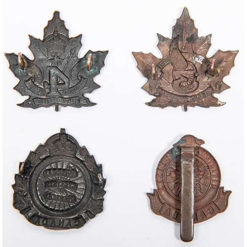 190 - 4 WWI CEF cap badges of the 1st, 2nd (slider), 3rd, and 4th Divisional Cyclist Companies, the last b... 