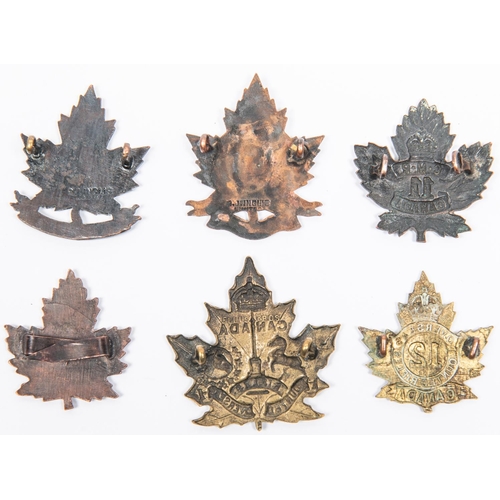 195 - 6 WWI CEF cap badges: 2nd Mounted Rifles Brigade by Inglis; 10 Mtd Rifles by Dingwall; 11th Mtd Rifl... 