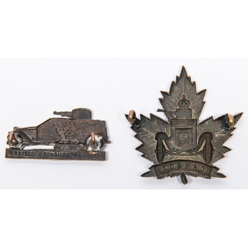 206 - WWI CEF Border's Motor Machine Gun Battery cap badge, VGC: and single right facing collar badge. GC ... 