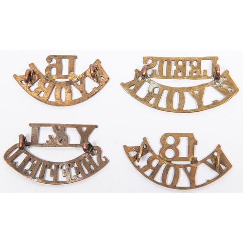 229 - 4 WWI brass shoulder titles: 