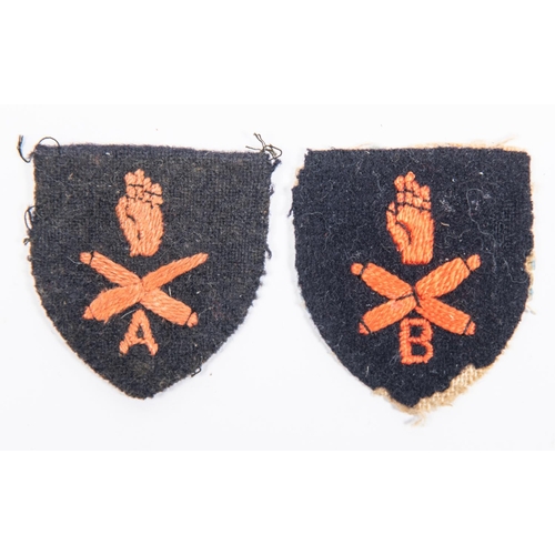 251 - 2 rare WWI 36th Battalion British Army Machine Gun Corps cloth one A Company, one B Company 36th Uls... 