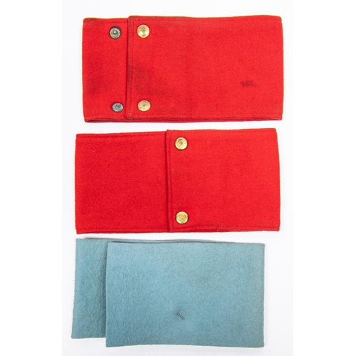 276 - 3 WWI military armbands, red felt with applied A, red felt with G patch, light blue with 5 CMR. (3) ... 