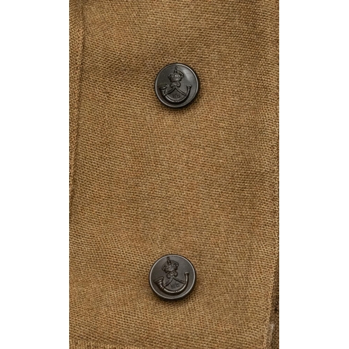 283 - A fine WWI Kings Royal Rifle Corps Territorial Battalion khaki SD uniform: cuff rank jacket with bla... 