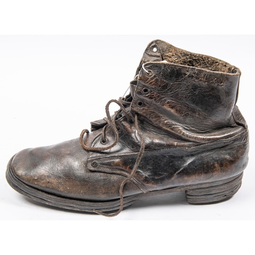 301 - A very scarce pair of WWI infantry ORs marching boots, heavily studded, they have been dubbined in s... 