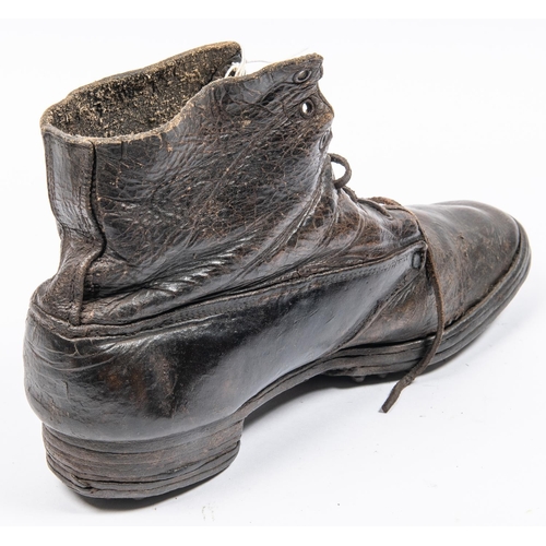 301 - A very scarce pair of WWI infantry ORs marching boots, heavily studded, they have been dubbined in s... 