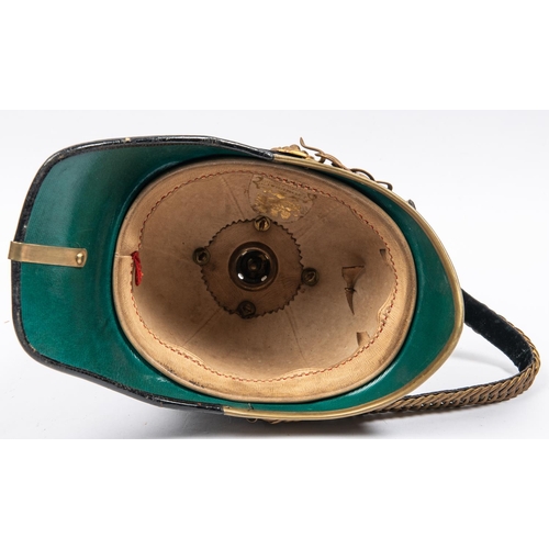 302 - An officer's blue cloth helmet of the Army Service Corps, with brass mounts including ball top, and ... 