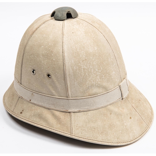 A Wolsey pattern white tropical helmet, with plain metal domed finial ...