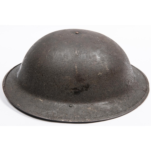 314 - A WWI American Brodie's Pattern steel helmet, with turned over rim, the underside of the brim stampe... 