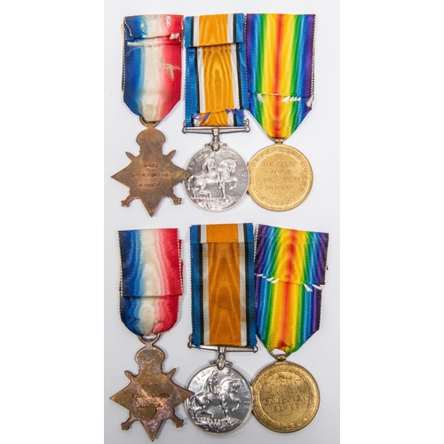 39 - An emotive pair of WWI casualty medals to two brothers serving with B. Coy of the 7th Service Battal... 