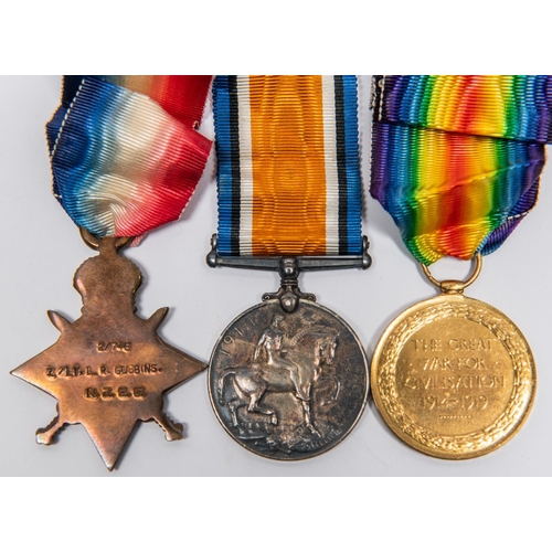 47 - Three: 1914-15 star, BWM, Victory (2/746 2/Lt L.R. Gubbins N.Z.E.F) NEF. Note: Launcelot Russell Gub... 