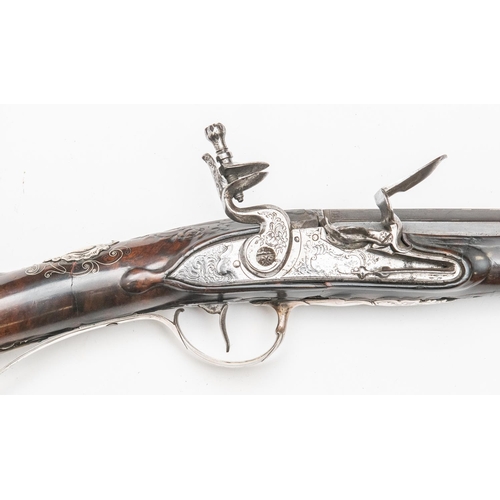 377 - A good quality 16 bore French flintlock sporting gun, c 1770, 50