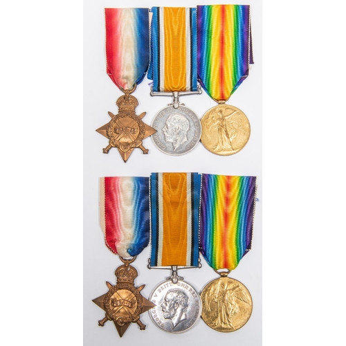 39 - An emotive pair of WWI casualty medals to two brothers serving with B. Coy of the 7th Service Battal... 