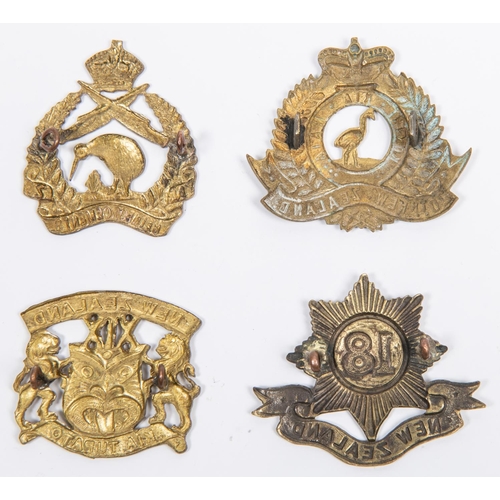 221 - 4 WWI New Zealand Reinforcements brass cap badges: 17th, 18th, 19th and 20th GC £100-150