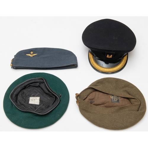 313 - An officer's SAS No 1 peaked dress cap, gilt and silver badge; a WWII RAF officer's FS cap; a Canadi... 