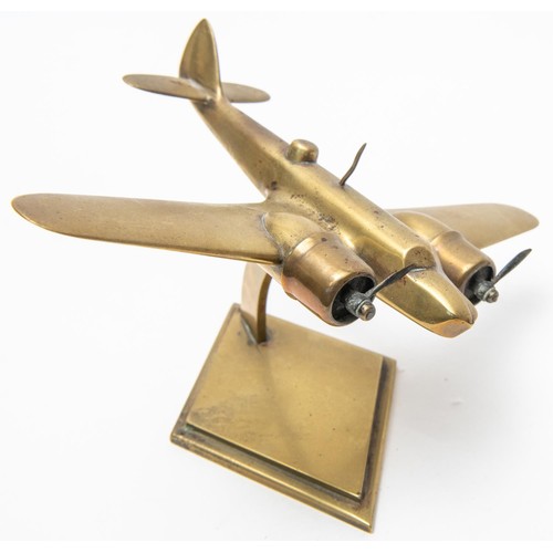 20 - A WWII brass model of a Bristol Blenheim twin engined aircraft, wing span 9