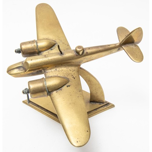 20 - A WWII brass model of a Bristol Blenheim twin engined aircraft, wing span 9