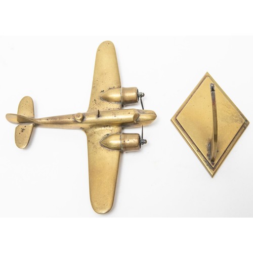 20 - A WWII brass model of a Bristol Blenheim twin engined aircraft, wing span 9