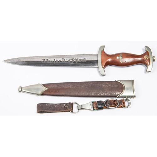 114 - A Third Reich SA dagger, by Asso, Solingen, with nickel silver mounts, the crossguard stamped 