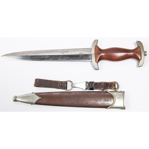 114 - A Third Reich SA dagger, by Asso, Solingen, with nickel silver mounts, the crossguard stamped 