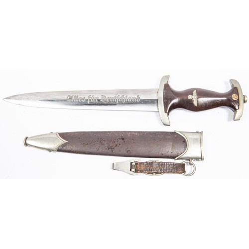 116 - A Third Reich SA dagger, by F Herder A.S., Solingen, with nickel silver mounts, the crossguard stamp... 