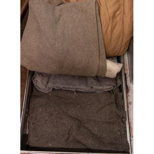 139 - 6 WWII military blankets, 3 ground sheets, a military bedroll mattress. GC £60-70