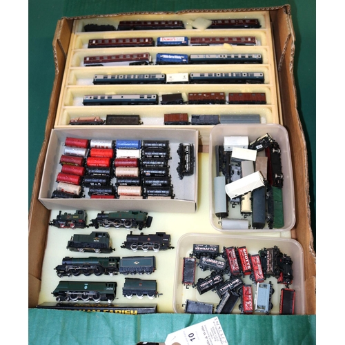 10 - A quantity of N gauge model railway by various makers. Including 7 locomotives- BR Class B4 tank, RN... 