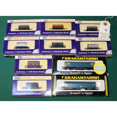 16 - N Gauge Model Railway. 2 Graham Farish. A BR Class 25 diesel locomotive, RN 25288. Plus a BR Class 3... 